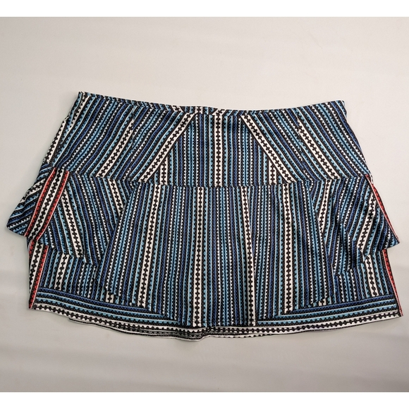 Blue Lucky in Love Stamp It tiered ruffled tennis skirt Large - Picture 1 of 6